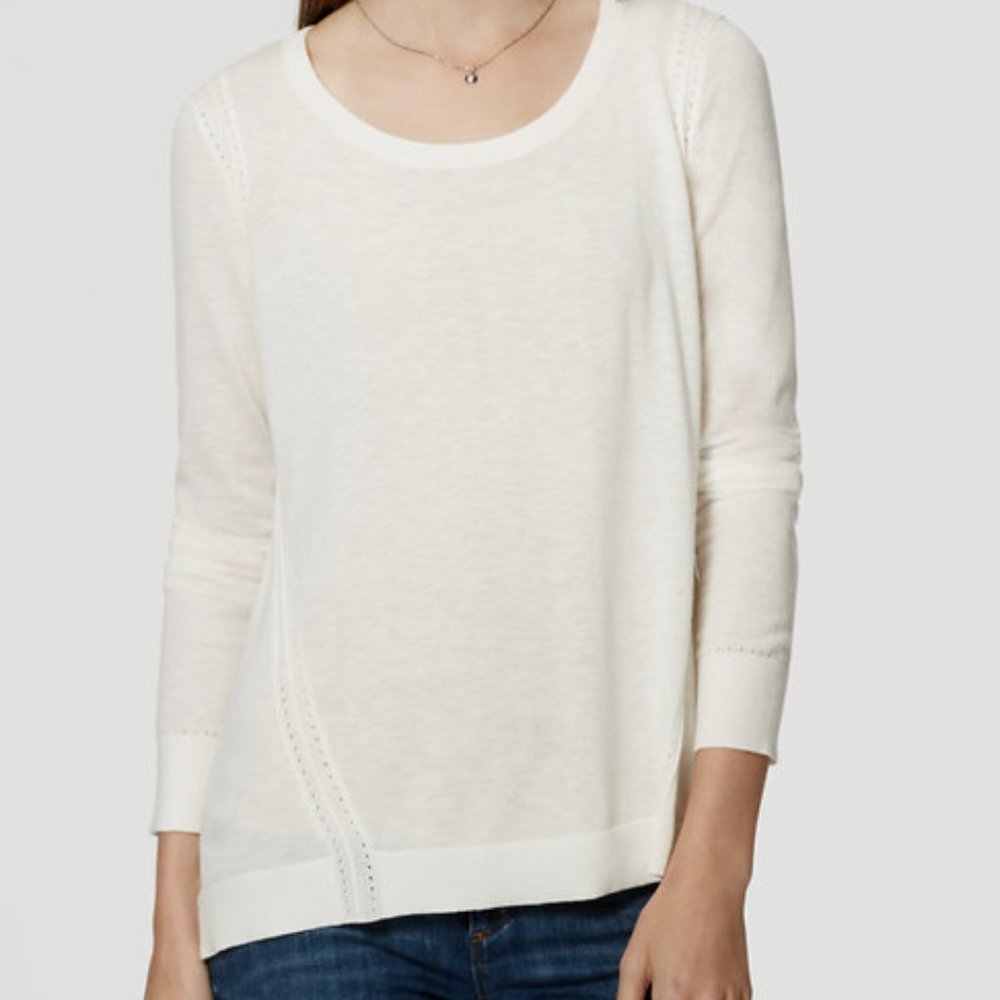 NEW NWT Ann Taylor Loft Stitched Tunic Sweater Size: MP Color: Whisper White